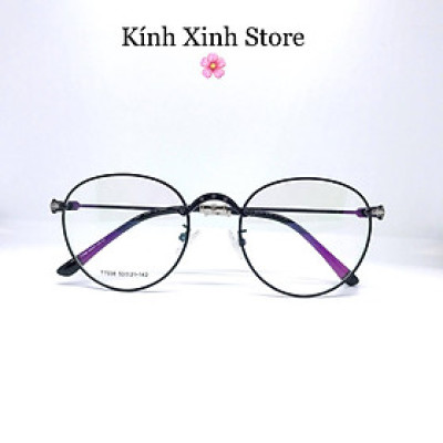 Gọng kính cận, Kính giả cận Mắt tròn Kim loại hoạt tiết cổ điển (Đen)