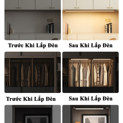 Đèn LED Cảm Biến Hồng Ngoại KUNBE Với Ánh Sáng 3 Màu, Hiệu Ứng Độc Đáo, Nhiều Kích Cỡ, Phù Hợp Trang Trí Tủ Quần Áo, Cầu Thang, Nhà Bếp, Phòng Khách, Phòng Ngủ