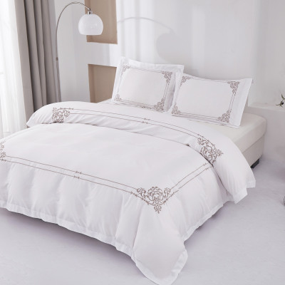 Bộ chăn ra Casa Bello Home -Set Victoria Sand Bộ chăn ga gối Cotton satin thêu họa tiết thêu 5 món