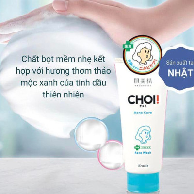 Sữa Rửa Mặt Chăm Sóc Da Mụn Kracie Hadabisei Choi Acne Care Facial Wash (110G)