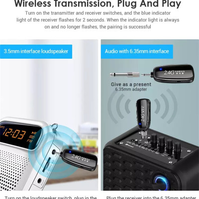 Micro Không Dây 2.4G G18 Đeo Tai, Tích Hợp Nút Điều Chỉnh Âm Lượng, Kết Nối Dài 50m, Pin Lithium 400mAh, Jack 3.5mm và 6.5mm, Hỗ Trợ Giảng Dạy, Thuyết Trình, Livestream, Chất Âm To Rõ, Dễ Dàng Sạc USB Qua Laptop, PC, Pin Dự Phòng | Hàng Nhập Khẩu