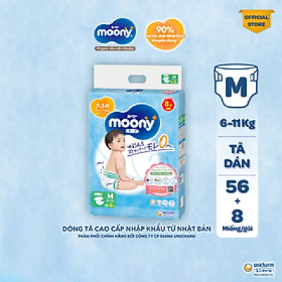 Tã Dán Cao Cấp Moony Nhật Bản M56 +8