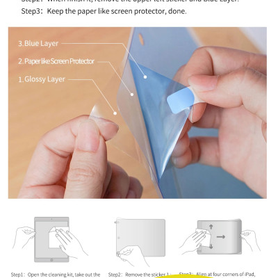 Dán màn hình Paperlike cho iPad 11 inch 2018/2020/2021/2022 hiệu WIWU nhám chống xước, chống bám vân tay, cảm giác viết vẽ như trên giấy cao cấp - Hàng chính hãng