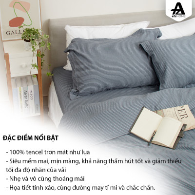 Bộ Ga Giường 4 Món Little Stripes Mềm Mại, 100% Tencel Cao Cấp A2Z Home