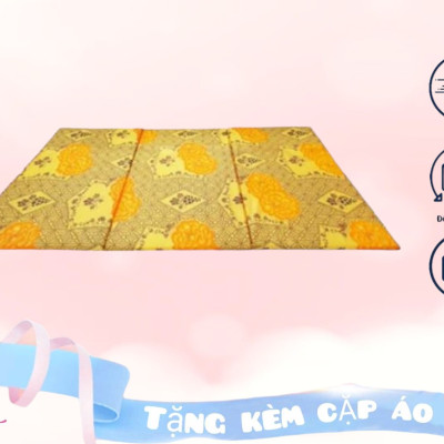 Nệm PE Hàn Quốc Cao Cấp Gấp 3 ( 1m2 x 1m95 x 3cm) Giao Màu Ngẫu Nhiên - Tặng Kèm Cặp Áo Gối