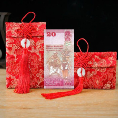 Túi gấm màu tím loại 20 Sri Lanka sưu tầm, làm quà tặng