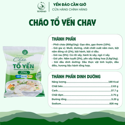 Yến Đảo - Gói Cháo Yến Chay Chất Lượng Giàu Dinh Dưỡng Ăn Liền Tiện Lợi Cho Mọi Người
