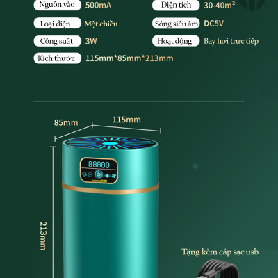 Máy Phun Sương Tạo Ẩm Không Khí Teement , Máy Xông Và Khuyếch Tán Tinh Dầu Dung Tích 1.1 Lít Với 3 Chế Độ Phun, Tích Hợp Đèn Ngủ Tự Thay Đổi Màu Sắc, Độ Ồn Thấp, Phun Liên Tục 8h Và Tự Ngắt Khi Hết Nước, Sạc Usb Tiên Lợi,  - Hàng Chính Hãng