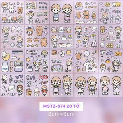 Bộ 20 Tờ Sticker Nhiều Hình Cô Gái Và Bé Thỏ - Telado MSTZ-07/2-6 (Mẫu Màu Giao Ngẫu Nhiên)