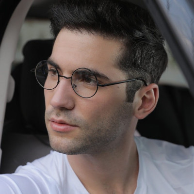 Gọng kính Mắt tròn nhỏ mini kim loại - Có thể thay tròng cận