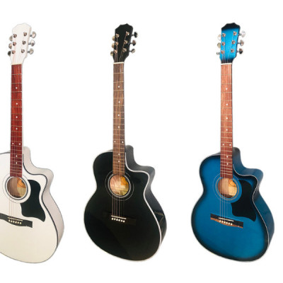 Đàn guitar acoustic DGKRO-012 dáng A khuyết màu đẹp âm thanh tốt có ty chống cong cần dành cho bạn mới tập