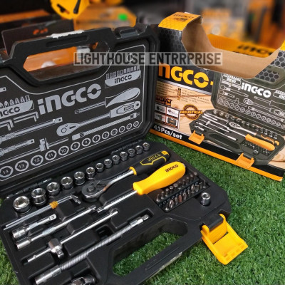 BỘ 45 ĐẦU TUÝP 1/4INCH VÀ CẦN 2 CHIỀU INGCO HKTS14451 - HÀNG CHÍNH HÃNG