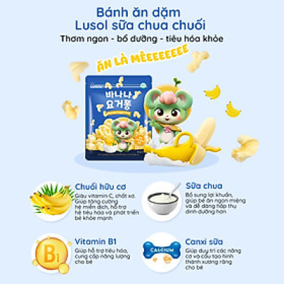 Bánh ăn dặm Lusol vị sữa chua chuối và phô mai Triple Cheese Lusol cho bé từ 12 tháng