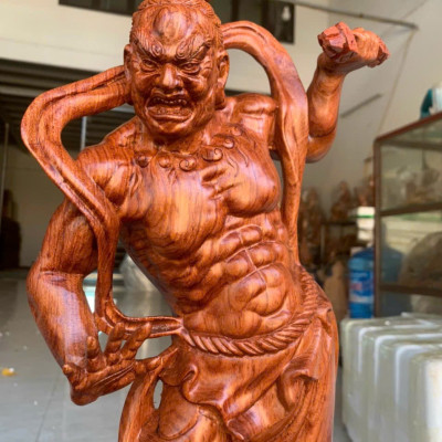 Bộ tượng tứ đại kim cương bằng gỗ hương đá kt cao 50×20×15cm + thêm kệ chân đế cao 10cm 