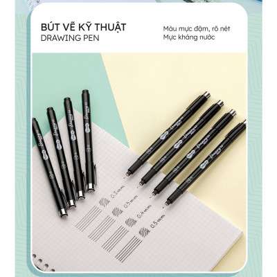 Bút Kim Kỹ Thuật 0.5 mm - Drawing Pen - Colorkit DW-C004 - Mực Đen