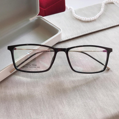 Gọng Kính Nam Nữ Mắt Vuông Hàn Quốc Gọng Kim loại tăm Cao Cấp (Đen) 