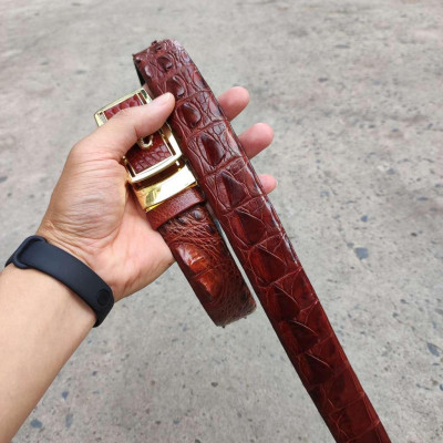 Thắt Lưng Nam Da Cá Sấu Liền Gai Lưng N31ND2 (Mặt vàng)