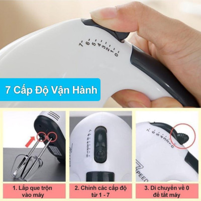Máy Đánh Trứng Cầm Tay Scarlet 7 Tốc Độ - Phới Đánh Trứng Công Suất 180W ( Tặng Kèm 2 Phụ Kiện )