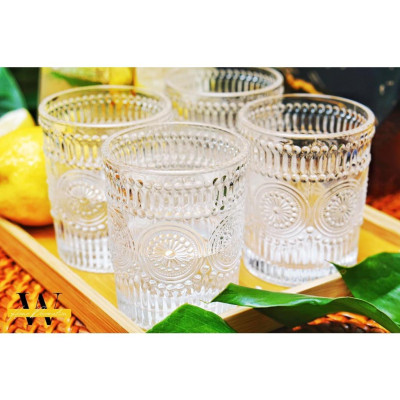 Combo bình đựng nước uống 6 cốc thủy tinh chịu nhiệt cao cấp lên tới 400 độ c kèm giá úp cốc, khay đáy gương