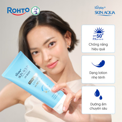 Kem chống nắng body Skin Aqua mát lạnh dùng hàng ngày Sunplay Skin Aqua UV Body Cooling Lotion SPF 50+ PA++++ 150g