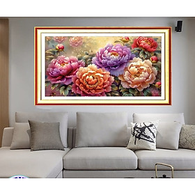 Tranh thêu kín chữ thập Hoa mẫu đơn  vs8071, kích thước 50 x 90 cm