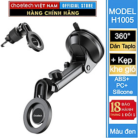Bộ giá đỡ điện thoại hít nam châm 2in 1 Choetech H01005 dán taplo hoặc kẹp khe gió xoay 360 độ - Hàng chính hãng
