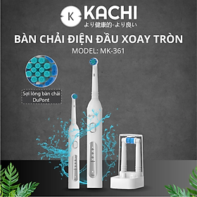 Bàn chải điện đầu xoay tròn Kachi MK361 kèm đế sạc không dây và 2 đầu bàn chải