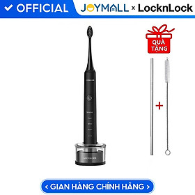 Bàn chải đánh răng điện Lock&Lock ENR346 sạc không dây - Hàng chính hãng, lông bàn chải bằng sợi Dupont mềm, 4 chế độ làm sạch, có chế độ hẹn giờ thông minh, khả năng chống nước cao - Tặng ống hút và cọ rửa