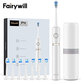 Bàn chải đánh răng điện Fairywill P11- phiên bản nâng cấp với trục truyền lực bằng thép, 8 đầu bàn chải đi kèm
