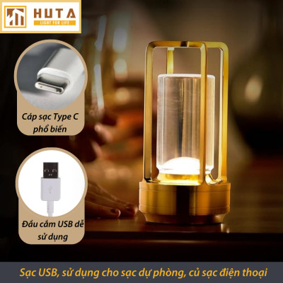  Đèn Bàn Led Quầy Bar HUTA RESNEN Cao Cấp Cảm Ứng Tích Điện Điều Chỉnh Ánh Sáng Vàng Trang Trí Quán Cà Phê, Nhà Hàng, Sự Kiện