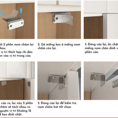 Nam Châm Gắn Cánh Tủ, Giữ Cánh Cửa Có Lực Hút Mạnh - Giữ Chốt Cánh Tủ Quần Áo, Ngăn Kéo, Tủ Bếp Tiện Lợi, Takyhome 3430