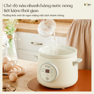 Nồi Nấu Cháo, Nấu Chậm 1.5L Bear SB-NNC15 (120W) - Hàng chính hãng