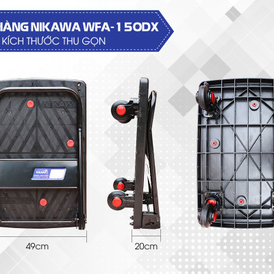 Xe Đẩy Hàng 4 Bánh Sàn Nhựa Không Võng Gấp Gọn Nikawa WFA-150DX Chống Ồn, tải trọng 150kg