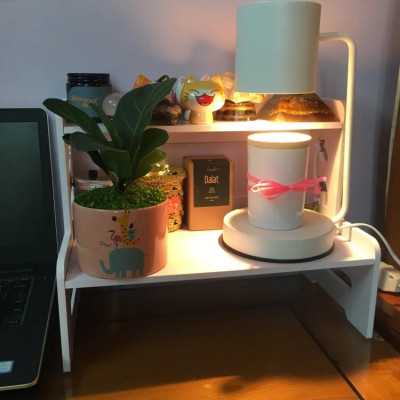 Kệ mỹ phẩm 2 tầng, kệ đa năng mini để bàn gỗ nhựa không thấm nước