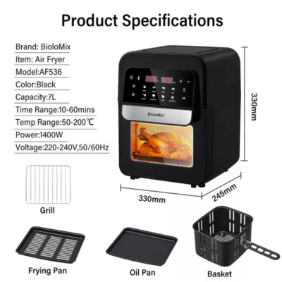 Nồi chiên không dầu điện tử 7 Lít Biolomix AF536-Hàng chính hãng