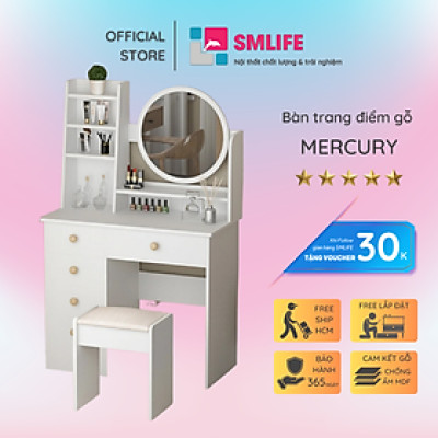 Bàn phấn gương tròn kiểu dáng thanh lịch SMLIFE Mercury