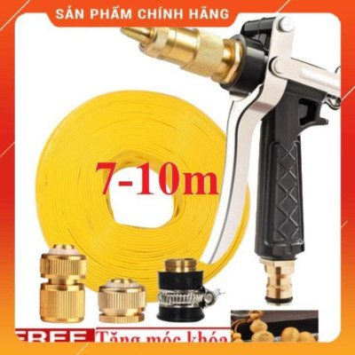 ️ Bộ dây vòi xịt nước rửa xe, tưới cây , tăng áp 3 lần, loại 7m, 10m 206236 đầu đồng,cút đồng,