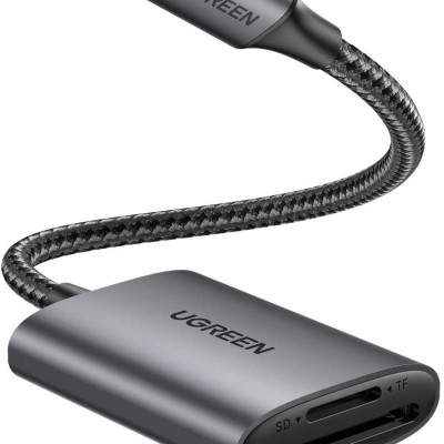 Ugreen 80888 SD/TF chuẩn USB 3.1 Type C Đầu đọc thẻ nhớ vỏ nhôm cao cấp Ugreen CM401 - Hàng Chính Hãng