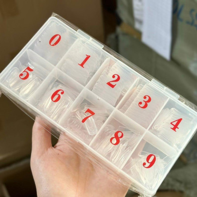 Móng Úp Chân Dài Form Thẳng 500 Móng Hộp 10 Ngăn Size Có Số, Chất Dẻo Linh Hoạt, Đủ Size Dễ Sử Dụng Cho Móng Thẳng Tự Nhiên Cho Cả Tay Và Chân