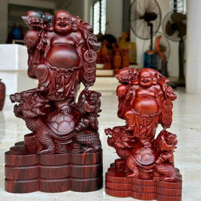 Tượng phật di lặc phục kim quy bằng gỗ trắc kt cao 20×11,5×7cm  