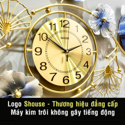 Đồng Hồ Treo Tường Trang Trí Decor DC22 quartz hoa mai vàng kim trôi hiện đại cỡ lớn