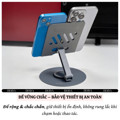 Stand/ Giá Đỡ Nhôm Xoay hiệu WIWU ZM-013 Rotation Stand Cho Điện Thoại, Máy Tính Bảng Điều Chỉnh Xoay 360 cho iPhone 11 12 13 14 15 16 S23 S24 S25 Z Fold Flip 3 4 5 Oppo Xiaomi - Hàng nhập khẩu