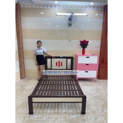 Giường ngủ sắt hộp 1m x 2m họa tiết đẹp nội thất Bảo An