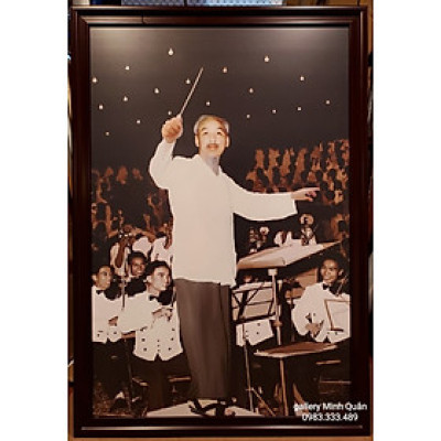 Ảnh bác bắt nhịp bài ca kết Đoàn - in dầu cao cấp