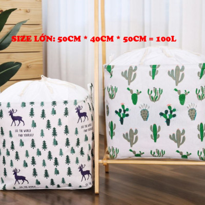 Túi Bạt Đựng Quần Áo Chăn Mền Chống Thấm Nước Sọt Đựng Đồ Gấp Gọn Đa Năng Cỡ Đại 60x45x20cm - Siêu To - Giao Mầu Ngẫu Nhiên
