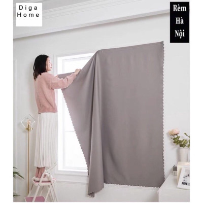 Rèm dán tường màu xám,trang trí cửa sổ, vải thô che nắng 100%