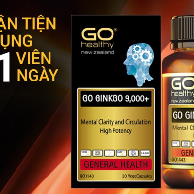 Viên uống bổ não nhập khẩu chính hãng New Zealand GO GINKGO 9000+ (60 viên) hỗ trợ tăng cường tuần hoàn não, cải thiện trí nhớ, tăng khả năng tập trung