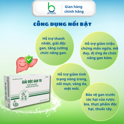 Viên Uống Giải Độc Gan YB  Hỗ Trợ Thanh Nhiệt, Giải Độc Gan, Bảo Vệ Gan - Hộp 30 viên