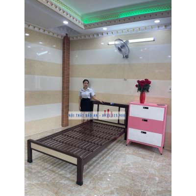 Giường ngủ sắt hộp 1m x 2m họa tiết đẹp nội thất Bảo An