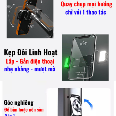 Gậy quay video MP19s thông minh,chụp ảnh, livestream, kim loại bền bỉ, gimbal 360 dõi theo, nâng cấp, hàng chính hãng